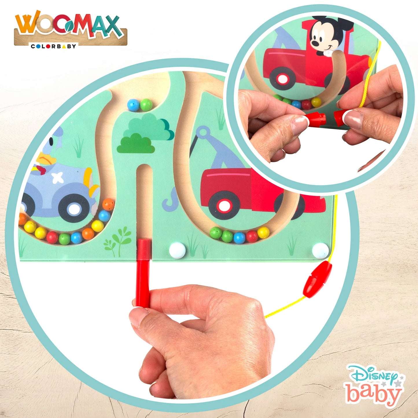 Laberinto magnetico Baby Mickey Minnie Disney madera