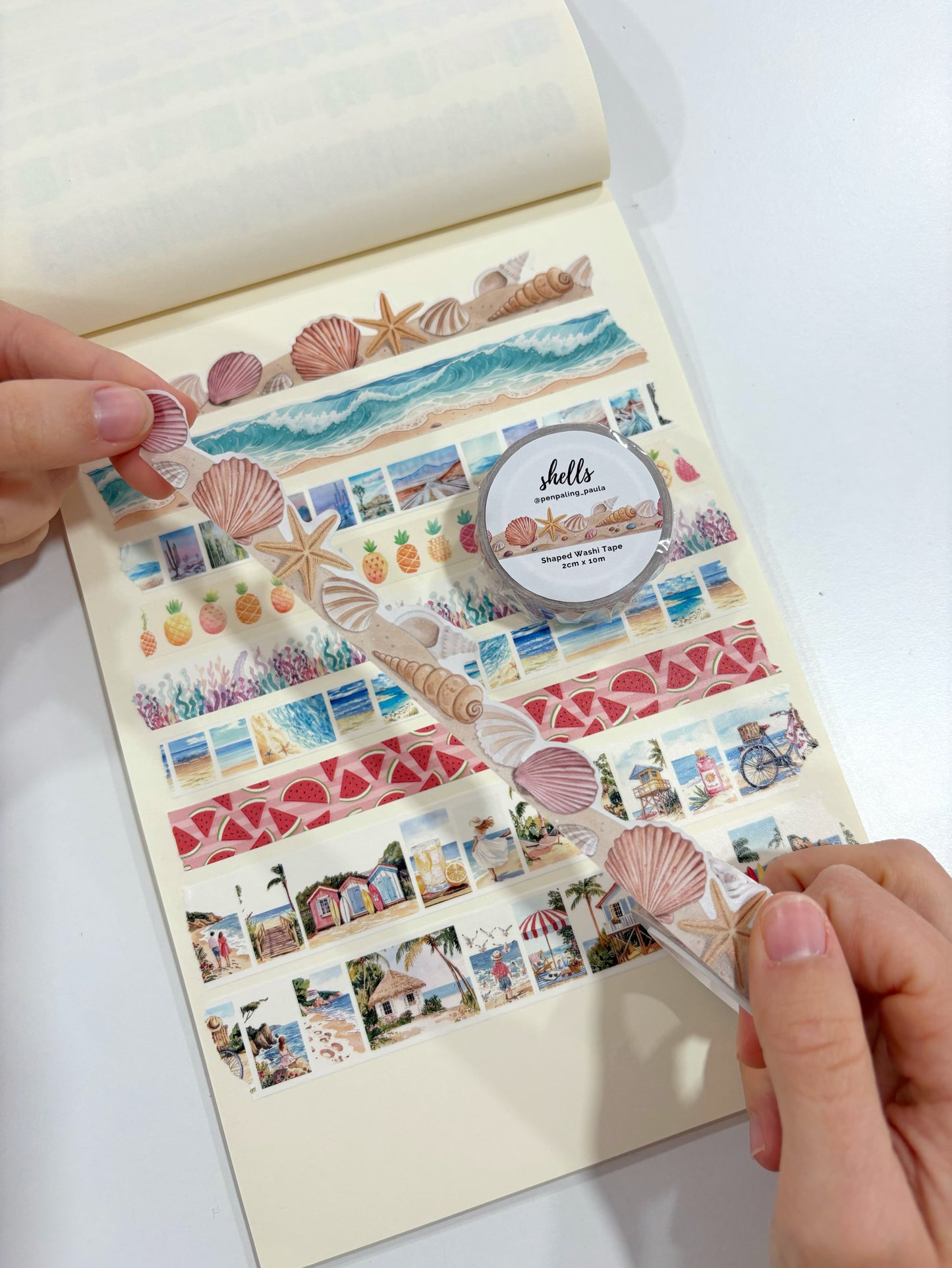 Washi Tape Conchas Playa con forma