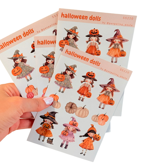 Hoja de pegatinas Halloween Dolls