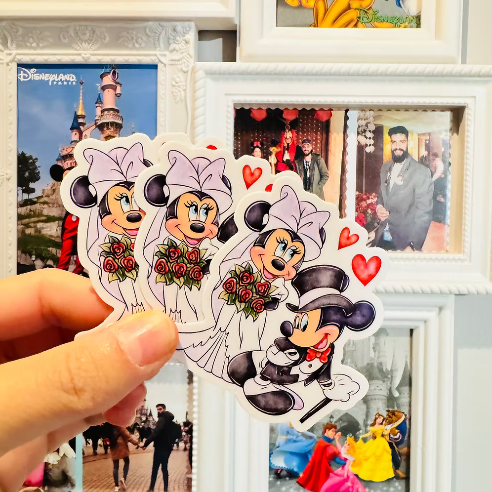 Pegatina Boda Mickey y Minnie Mouse