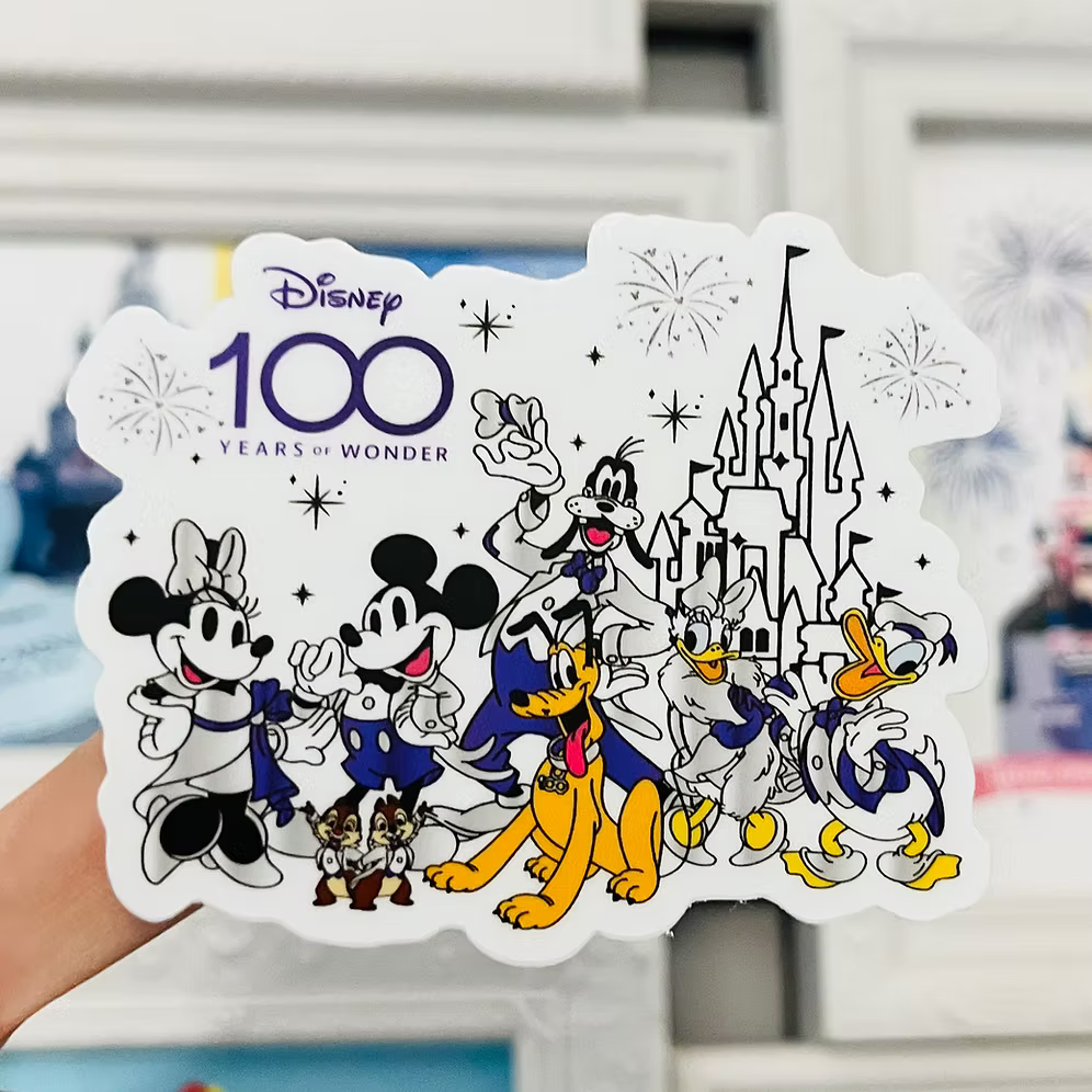 Pegatina 100 Aniversario Mickey Minnie Mouse Castillo Amigos