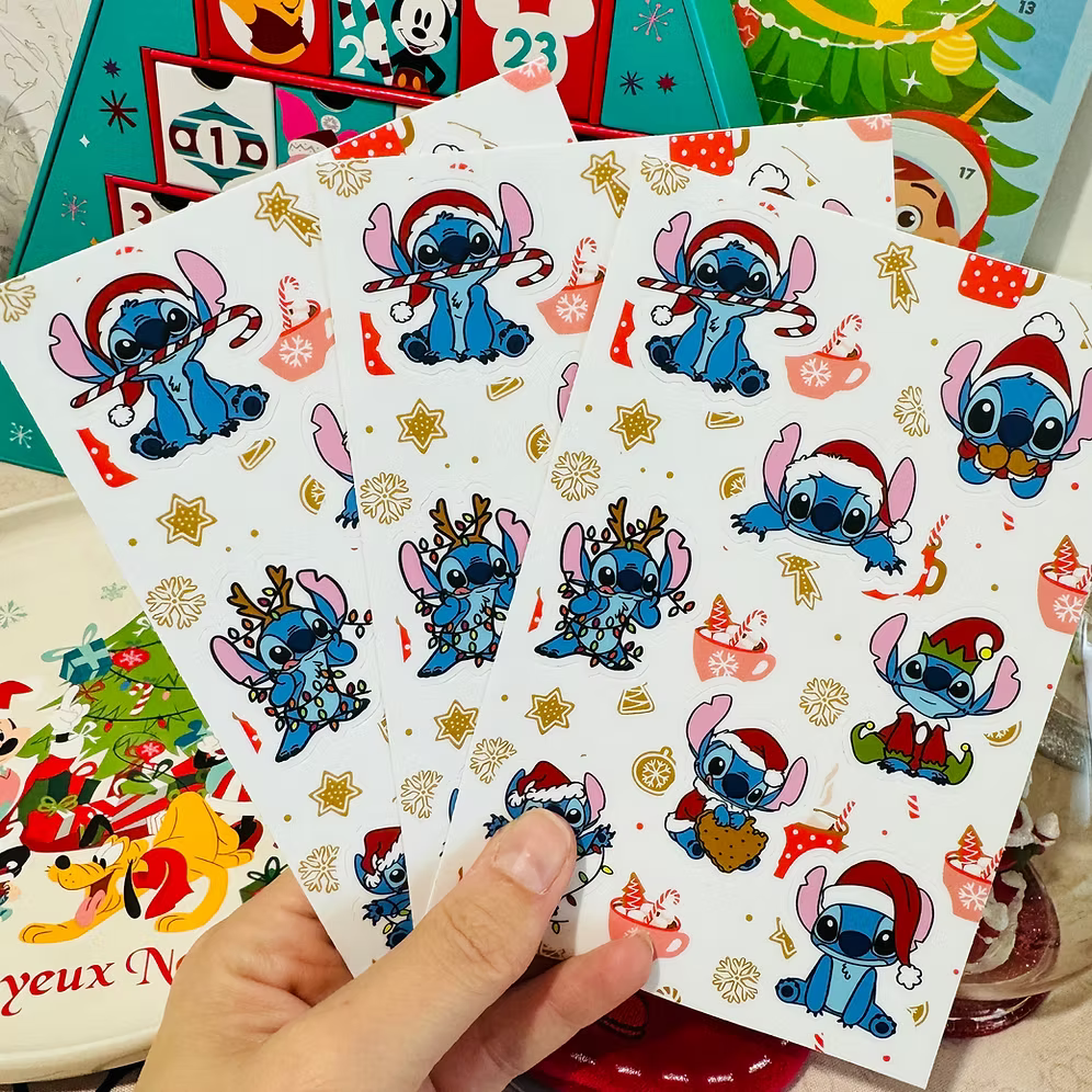 Hoja de pegatinas Stitch Navidad
