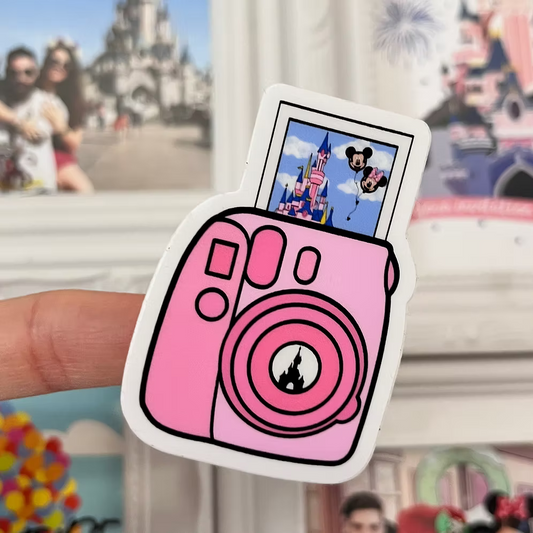 Pegatina Camara foto instantanea castillo Mickey Minnie