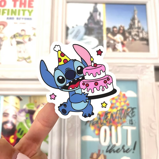 Pegatina Stitch tarta de Cumpleaños