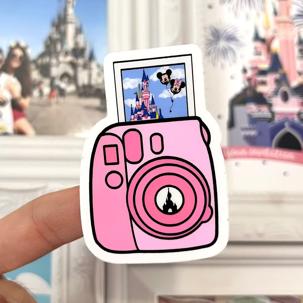 Pegatina Camara foto instantanea castillo Mickey Minnie