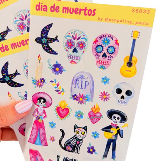 Hoja de pegatinas Día de Muertos
