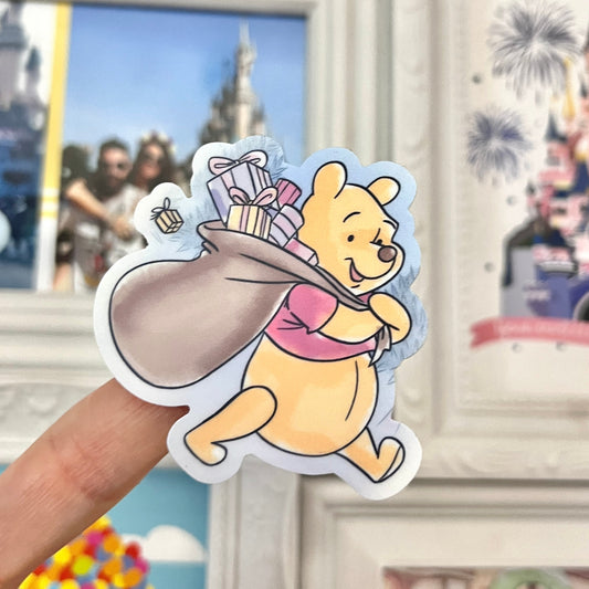 Pegatina Oso Winnie the Pooh con regalos Navidad