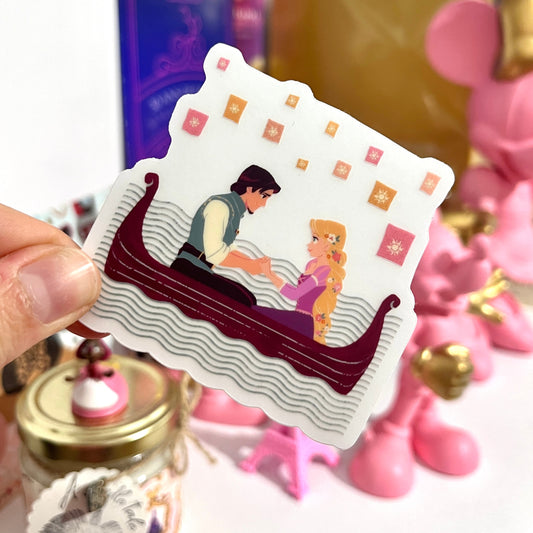 Pegatina transparente Rapunzel Flynn Ride Enredados Barca