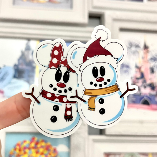 Pegatina Muñeco de Nieve Lazo Minnie Mickey Mouse
