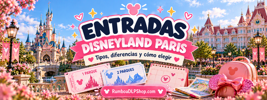 Guía de entradas de Disneyland Paris con información sobre modalidades con fecha y sin fecha, acceso a uno o dos parques y paquetes con hotel.