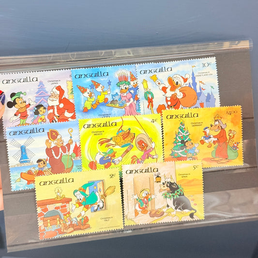 Set 8 Sellos Navidad Anguilla Países del Mundo Mickey Mouse y Amigos