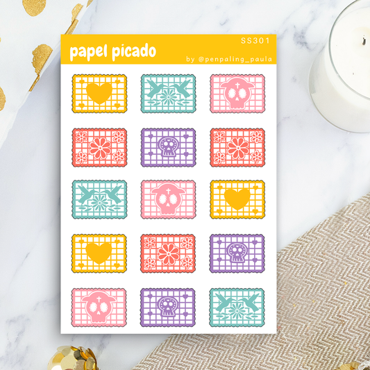 Hoja de Pegatinas Papel Picado Halloween