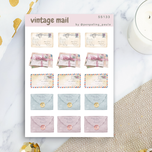 Hoja de pegatinas Vintage Mail