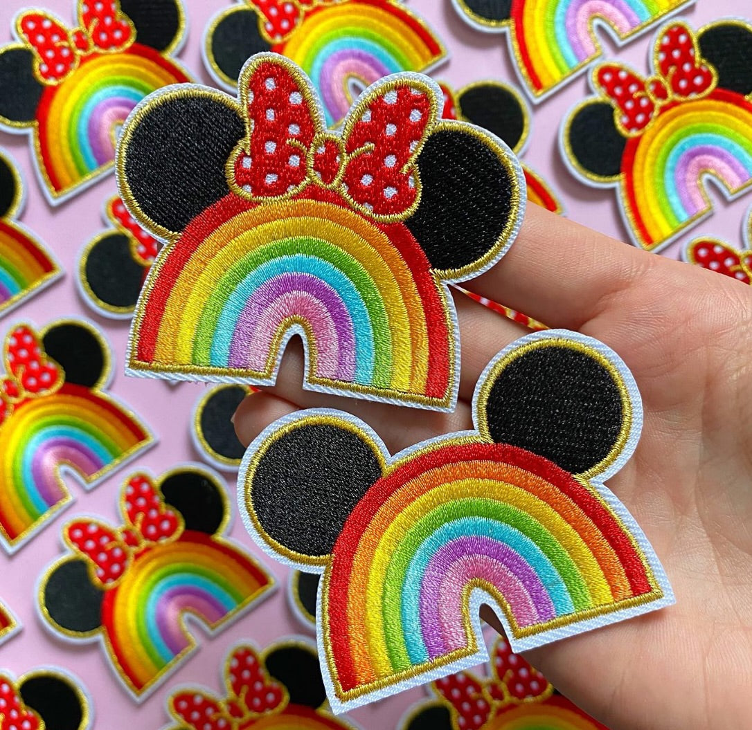 Set Parches Rainbow Mickey Minnie Mouse