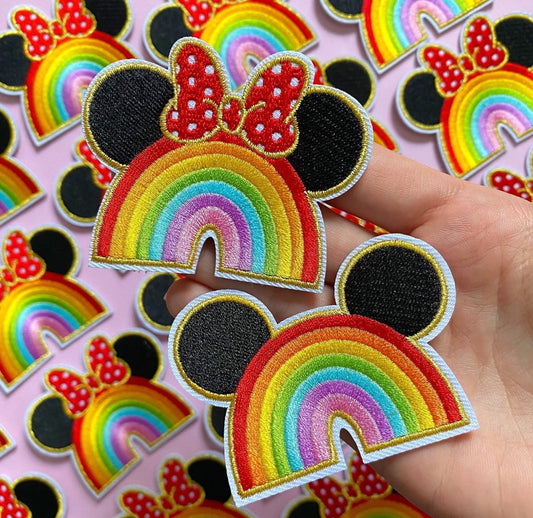 Set Parches Rainbow Mickey Minnie Mouse