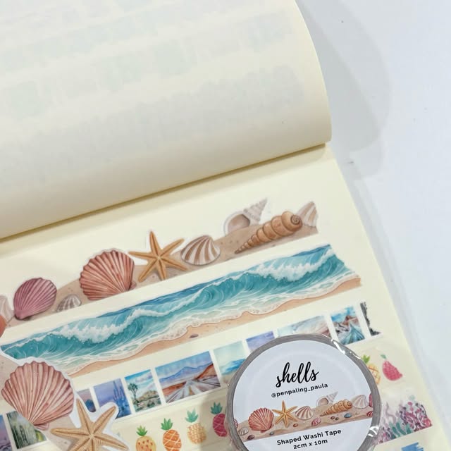 Washi Tape Conchas Playa con forma