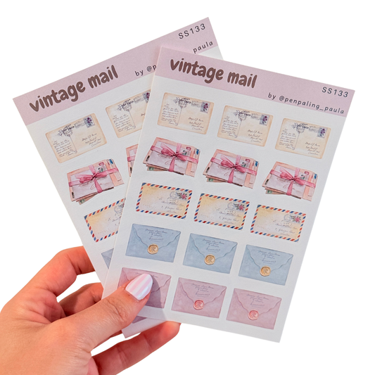 Hoja de pegatinas Vintage Mail