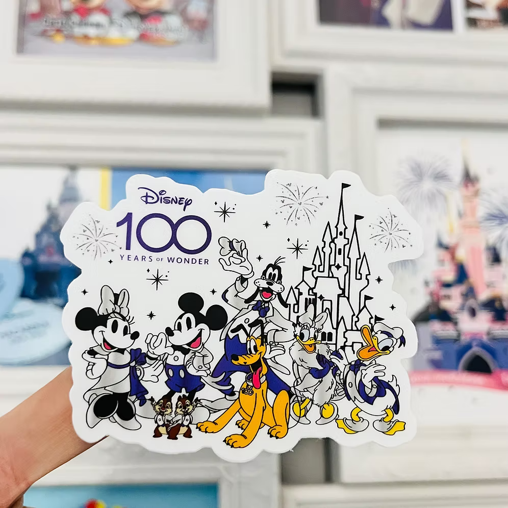 Pegatina 100 Aniversario Mickey Minnie Mouse Castillo Amigos