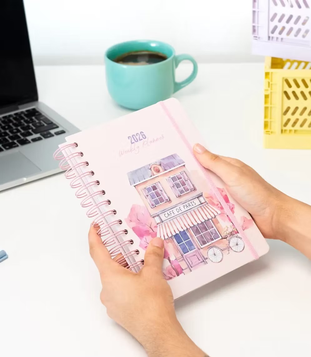 Agenda 2026 semana vista Paris watercolor