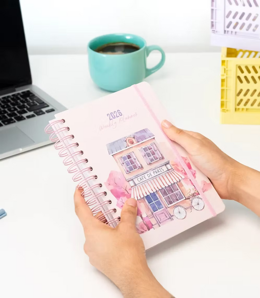 Agenda 2026 semana vista Paris watercolor