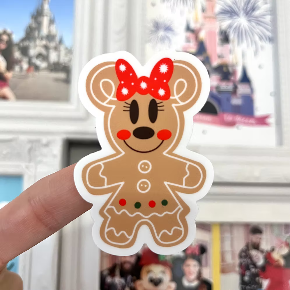 Pegatina Galleta de Jengibre Lazo Minnie Mouse Navidad