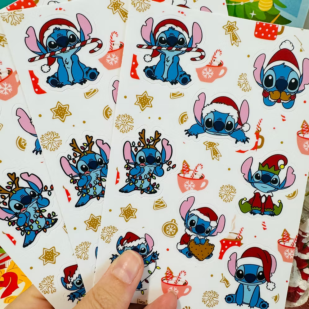Hoja de pegatinas Stitch Navidad