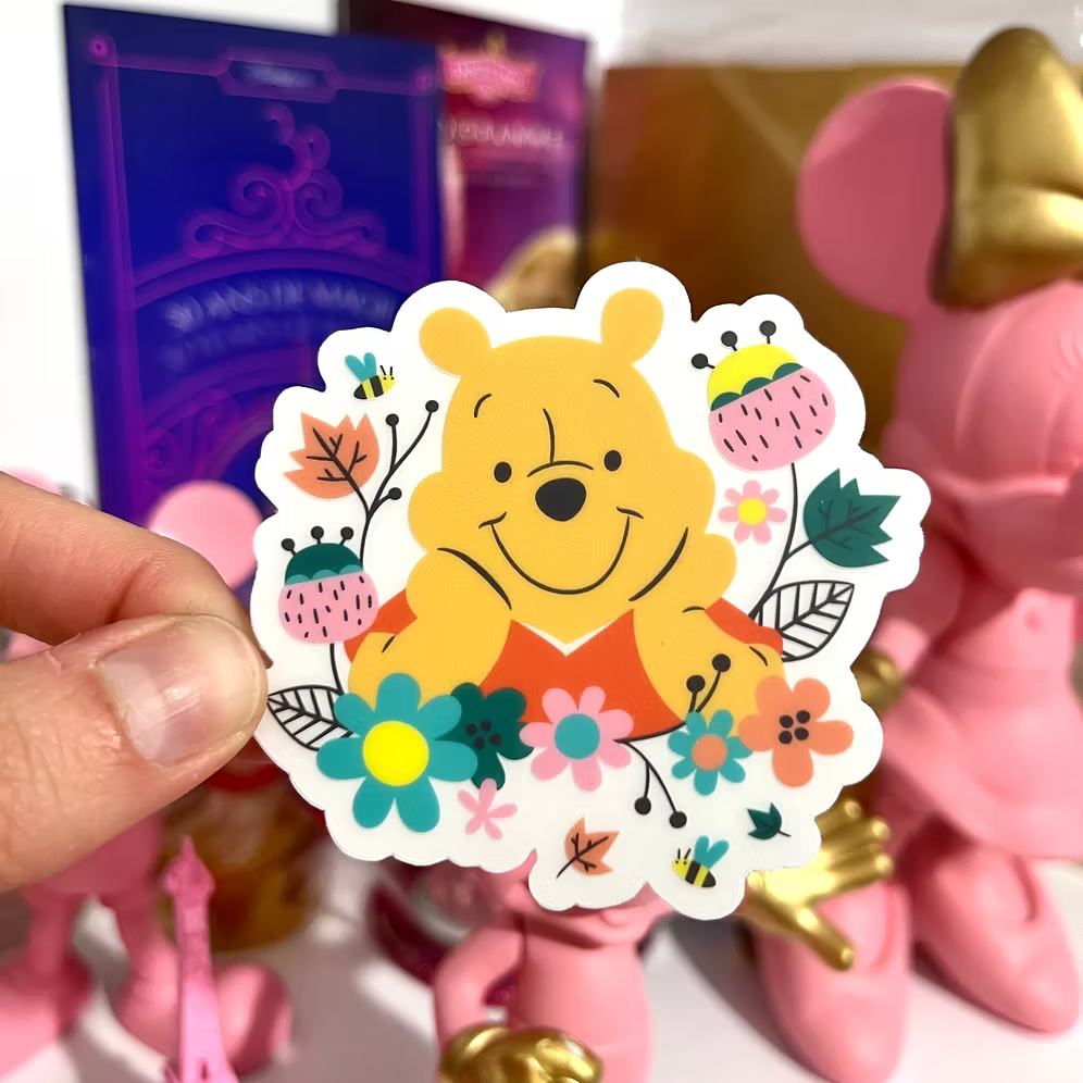 Pegatina transparente Winnie the Pooh flores
