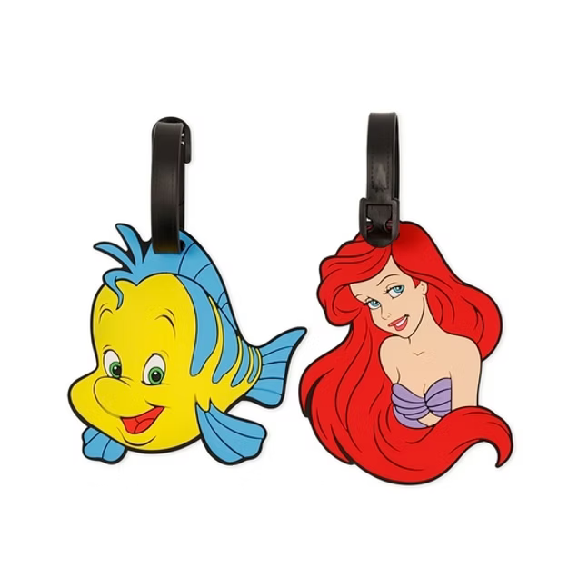 Set 2 Etiquetas Equipaje Ariel Flounder Princesas Disney