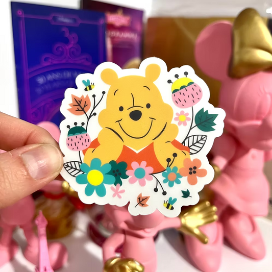 Pegatina transparente Winnie the Pooh flores
