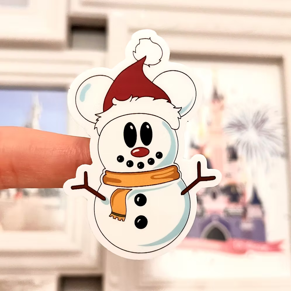 Pegatina Muñeco de Nieve Lazo Minnie Mickey Mouse