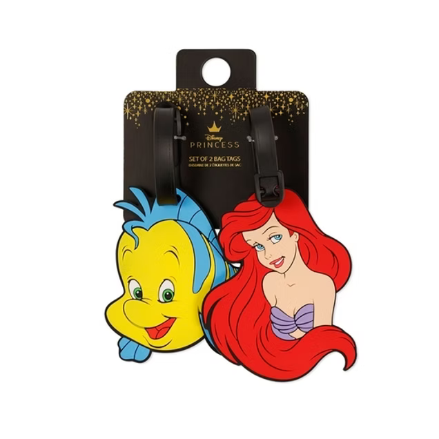 Set 2 Etiquetas Equipaje Ariel Flounder Princesas Disney