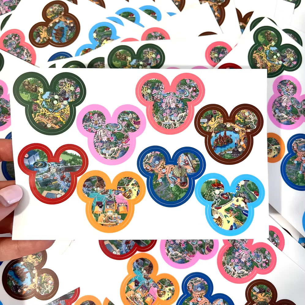 Hoja de Pegatinas Disneyland Paris maps