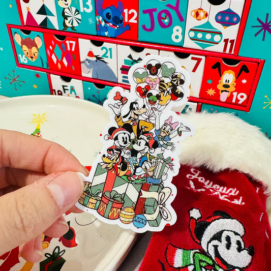 Pegatina regalos Mickey Mouse Minnie y amigos Navidad