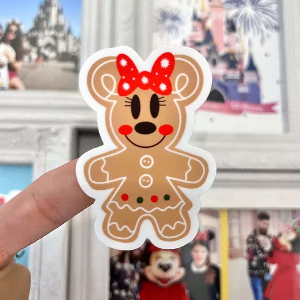 Pegatina Galleta de Jengibre Lazo Minnie Mouse Navidad