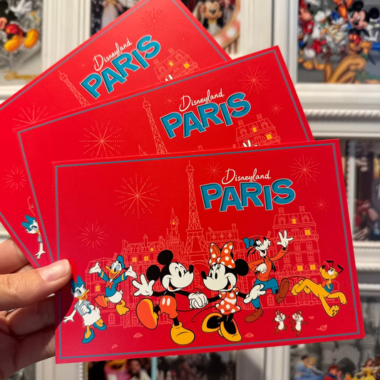 Postal roja Personajes Disneyland París