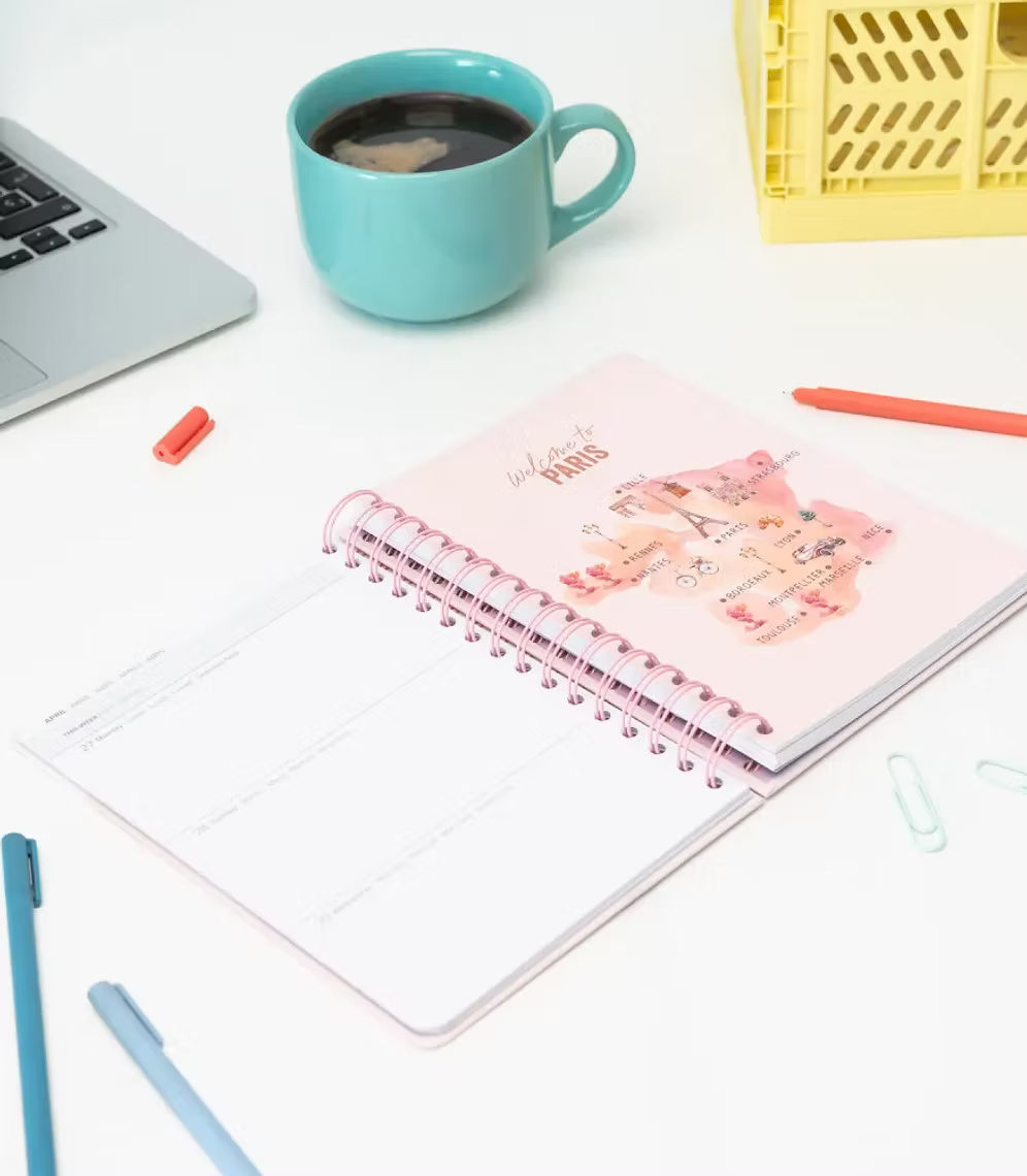 Agenda 2026 semana vista Paris watercolor