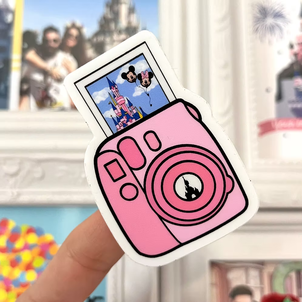Pegatina Camara foto instantanea castillo Mickey Minnie