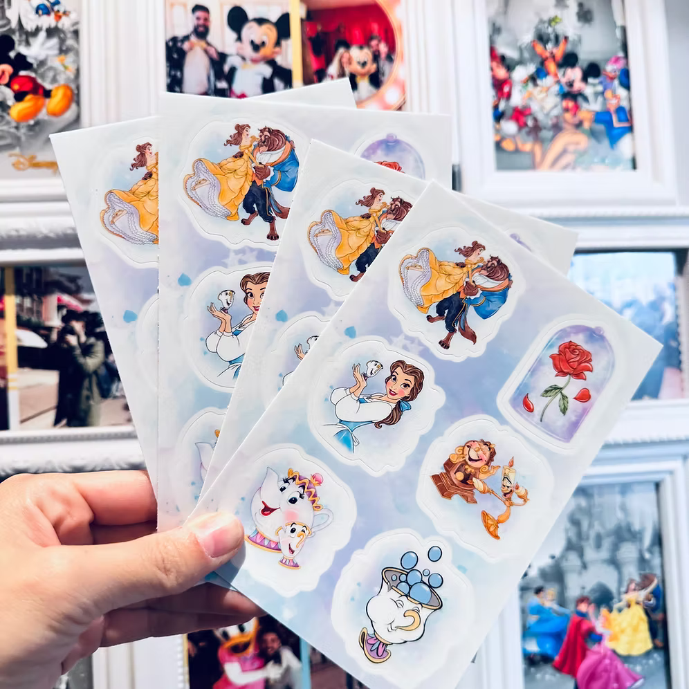 Hoja de pegatinas Bella, Bestia y amigos