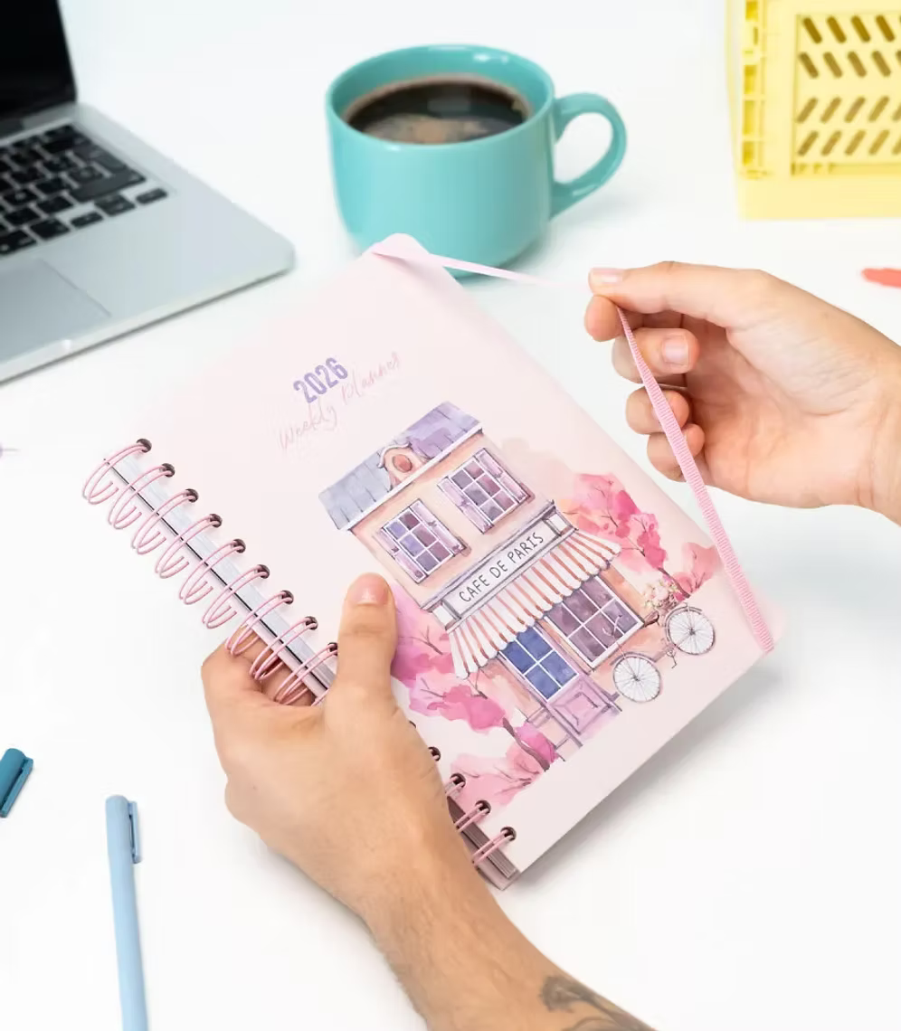 Agenda 2026 semana vista Paris watercolor