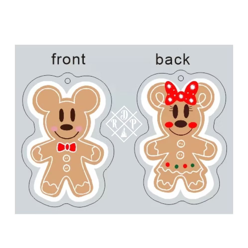 Llavero o adorno Galletas de Jengibre Mickey Minnie Mouse Navidad