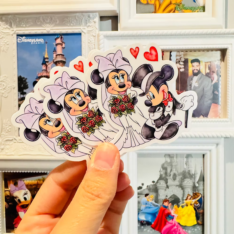 Pegatina Boda Mickey y Minnie Mouse