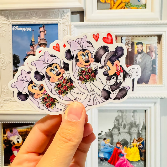 Pegatina Boda Mickey y Minnie Mouse