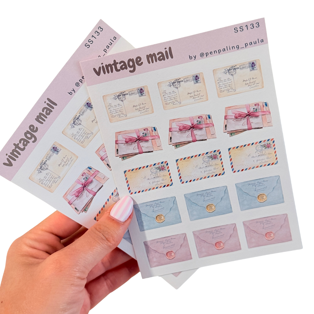 Hoja de pegatinas Vintage Mail