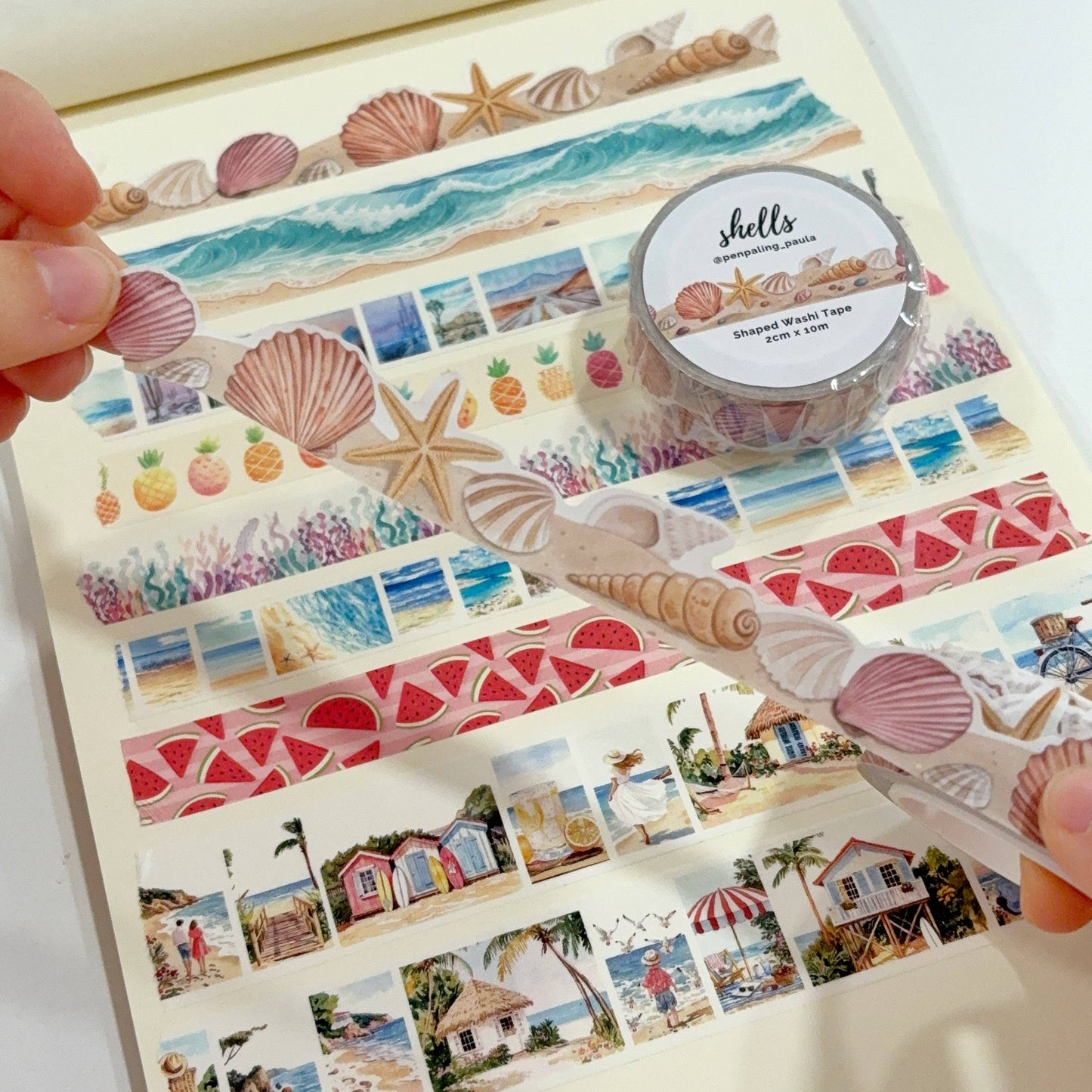 Washi Tape Conchas Playa con forma