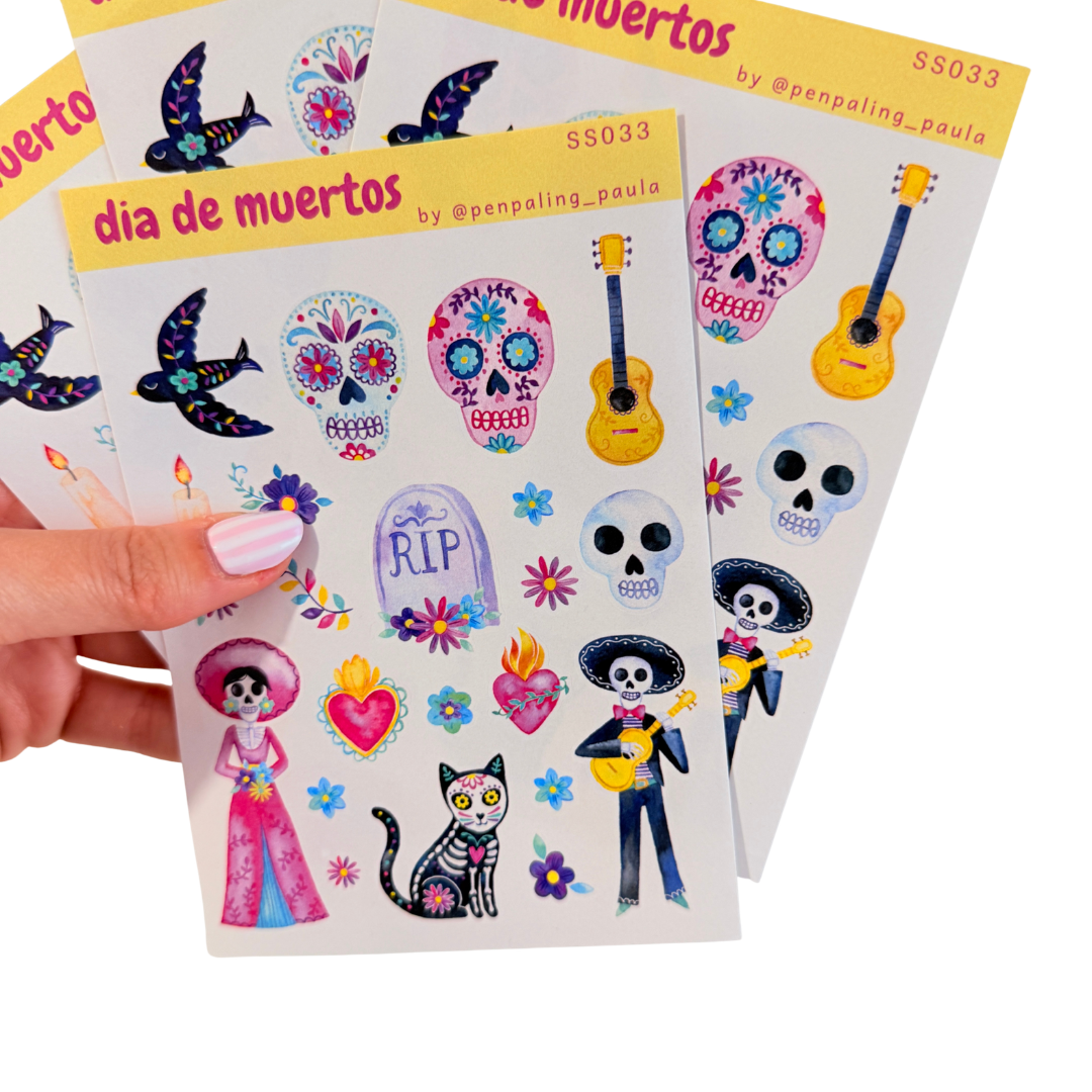 Hoja de pegatinas Día de Muertos