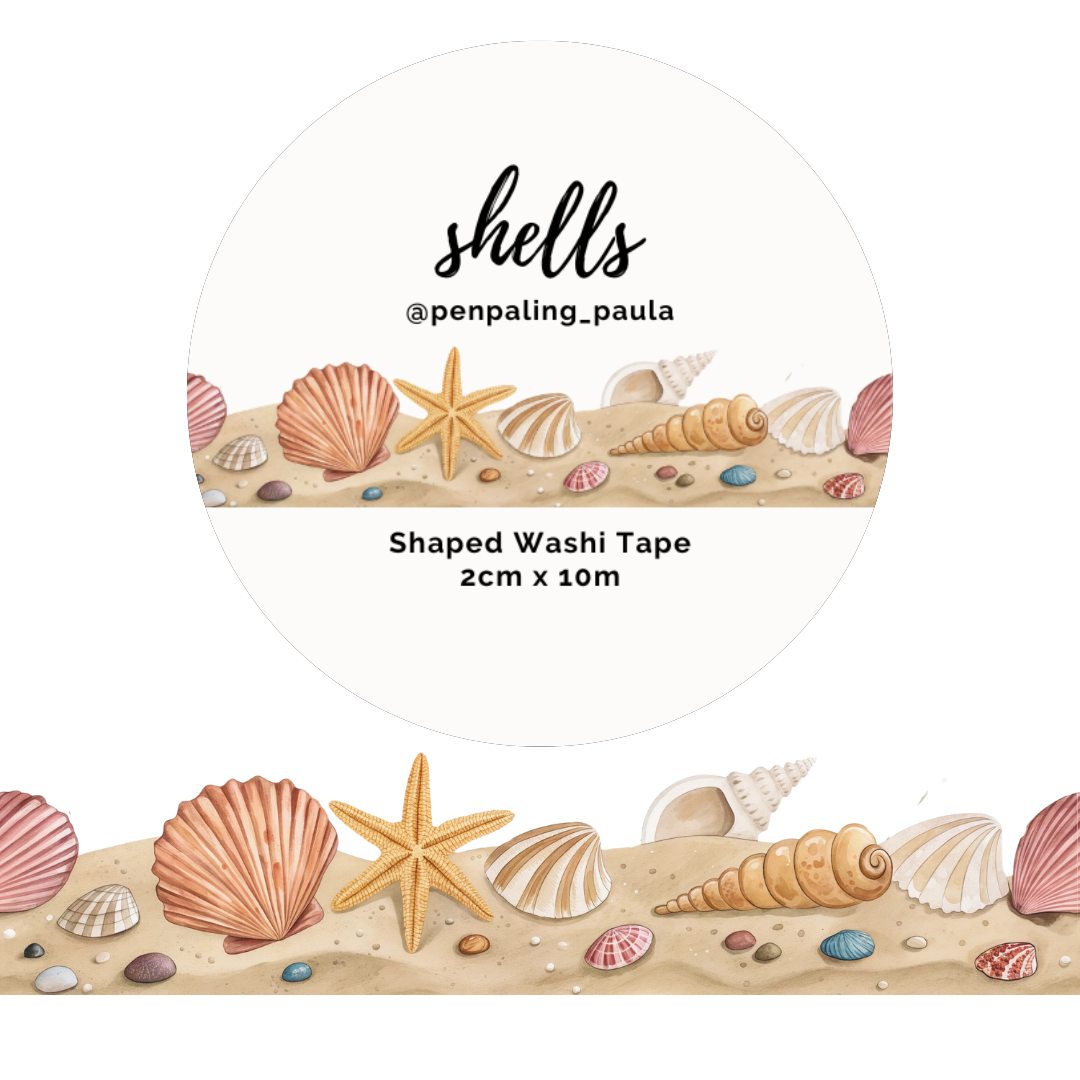Washi Tape Conchas Playa con forma