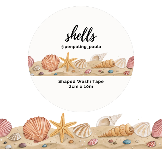 Washi Tape Conchas Playa con forma