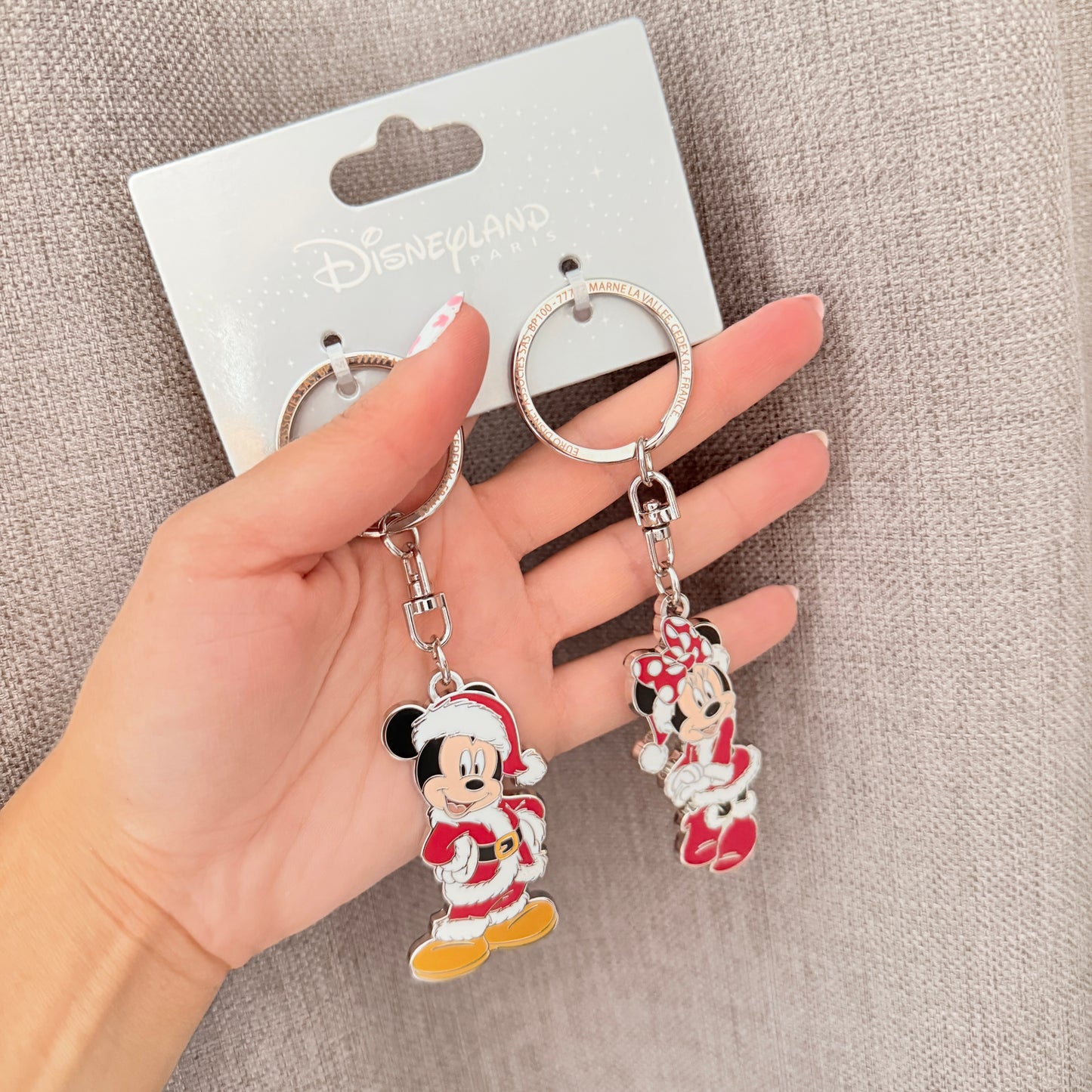 Set 2 llaveros Mickey Minnie Mouse Navidad Disneyland Paris