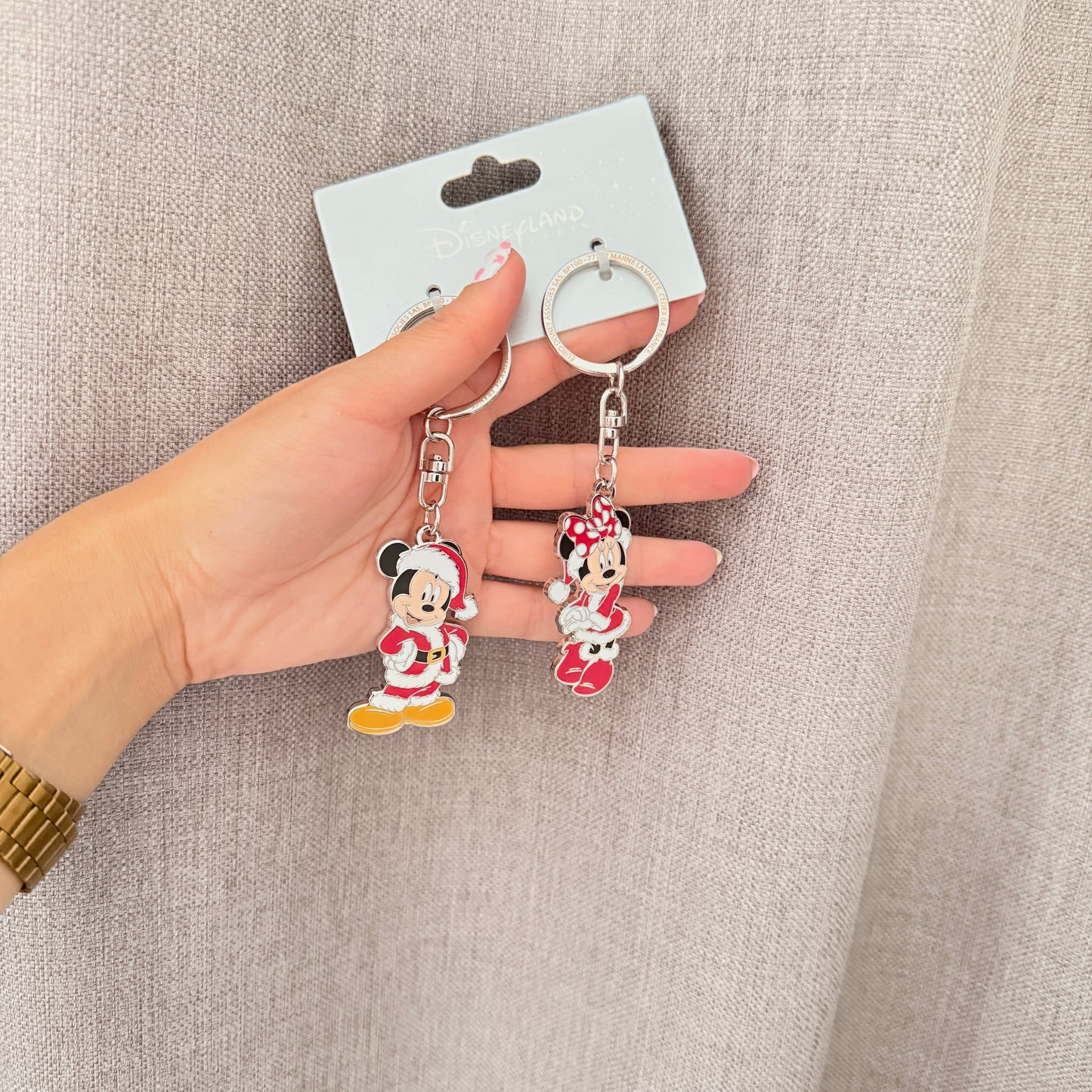 Set 2 llaveros Mickey Minnie Mouse Navidad Disneyland Paris