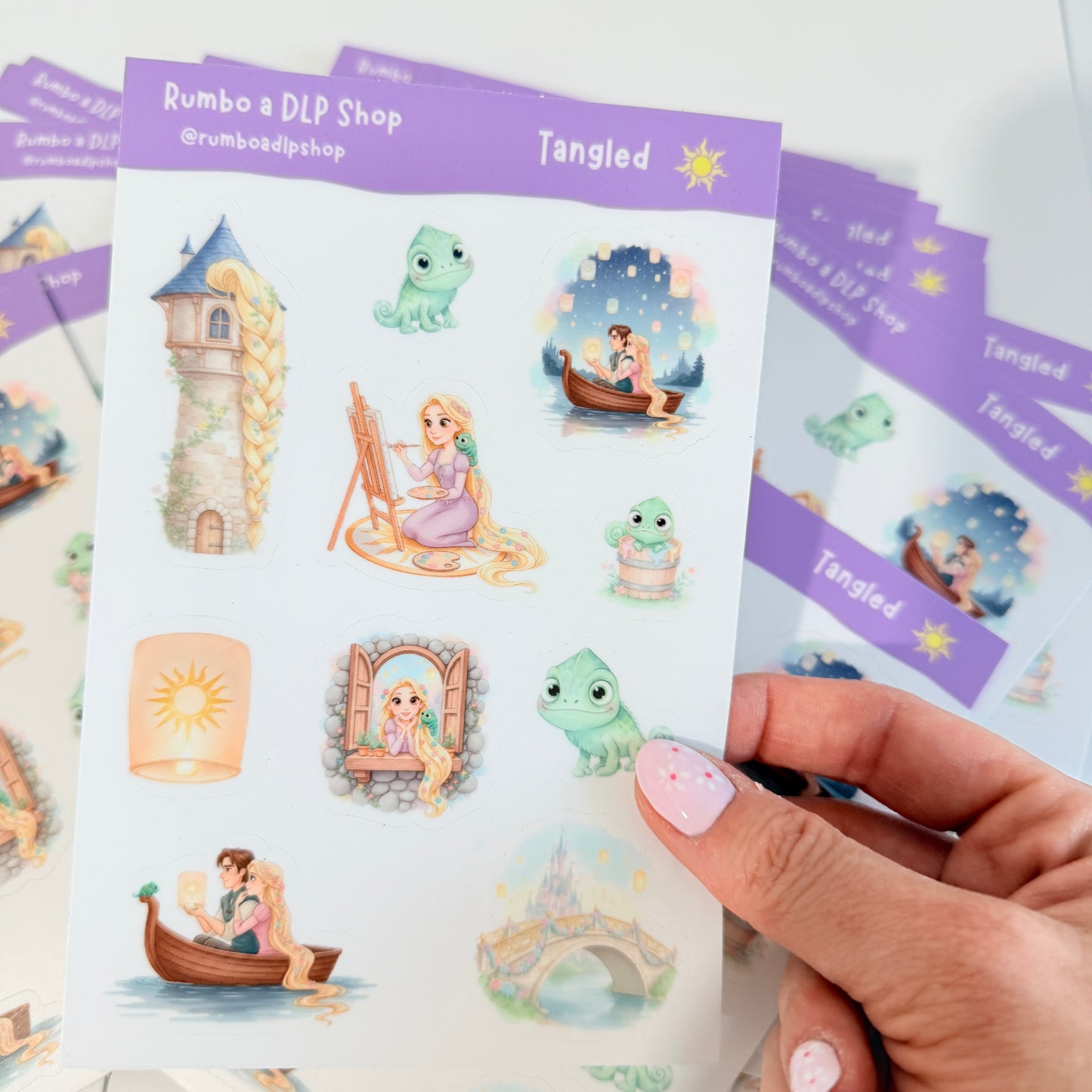 Hoja de pegatinas Tangled Rapunzel Enredados